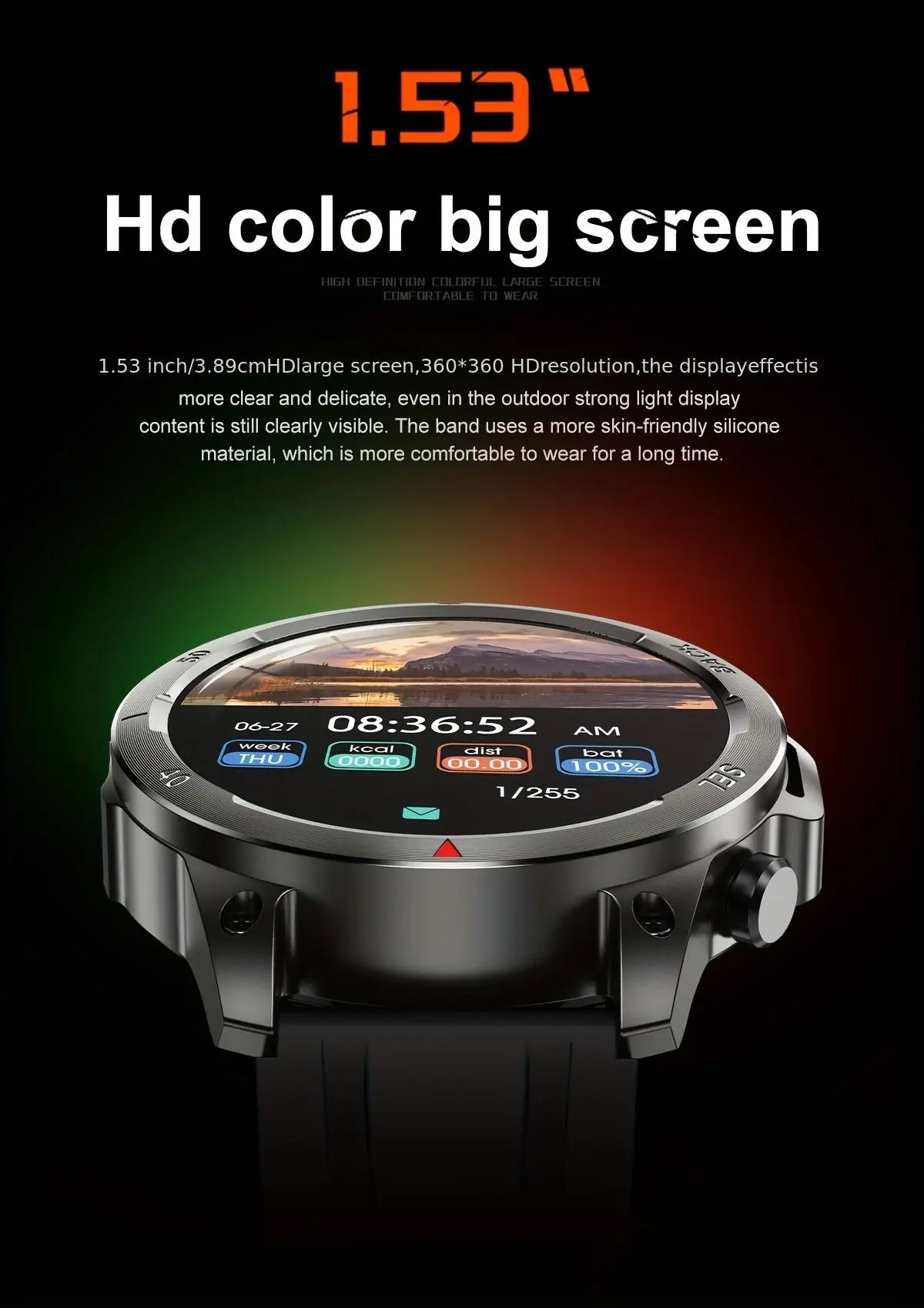 Alcom Distribution Men's GPS Smartwatch with Voice Assistant featuring 1.53 inch HD color big screen