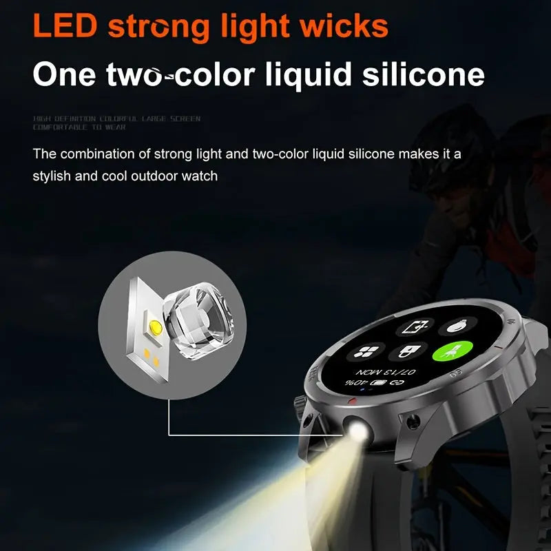 Men's GPS Smartwatch with Voice Assistant by Alcom Distribution featuring LED strong light and two-color liquid silicone strap
