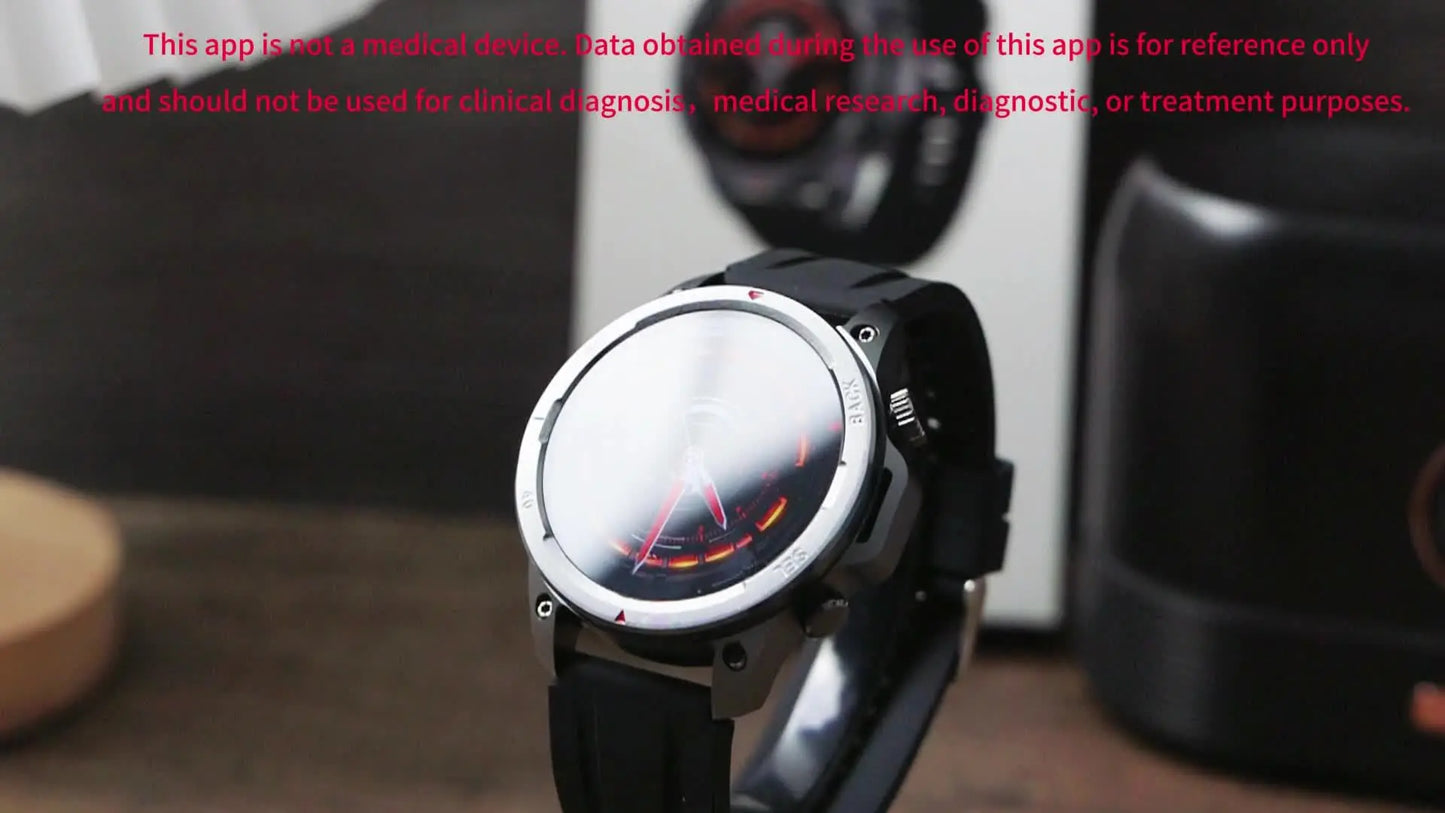 Alcom Distribution men's GPS smartwatch with voice assistant featuring a sleek black band and round display