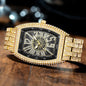 Stunning mens iced out watch silver black with a jeweled design and bold black dial