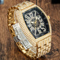 Alcom Distribution mens iced out watch silver black with a stylish gold and black design, featuring sparkling embellishments