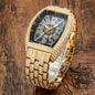 Mens iced out watch silver black with a dazzling gold design and sparkling crystal accents