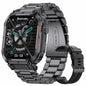 Alcom Distribution military tactical smartwatch rugged with black stainless steel band and digital analog display