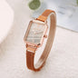 Alcom Distribution rose gold fashion ladies watch with rectangular case mesh band and mother of pearl dial