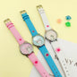 Alcom Distribution cute cat pattern girls watch in pink blue and white with floral details