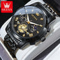 OLEVS classic multifunctional watches with black and gold dial and stainless steel bracelet by Alcom Distribution