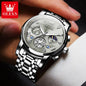 OLEVS classic multifunctional watches with silver dial and stainless steel band by Alcom Distribution