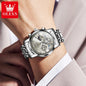 Silver classic multifunctional watches by Alcom Distribution with stainless steel band on wrist