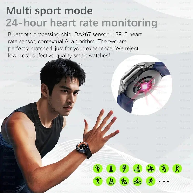OPPO Watch X AMOLED smartwatch with 24-hour heart rate monitoring and multi sport mode worn by man