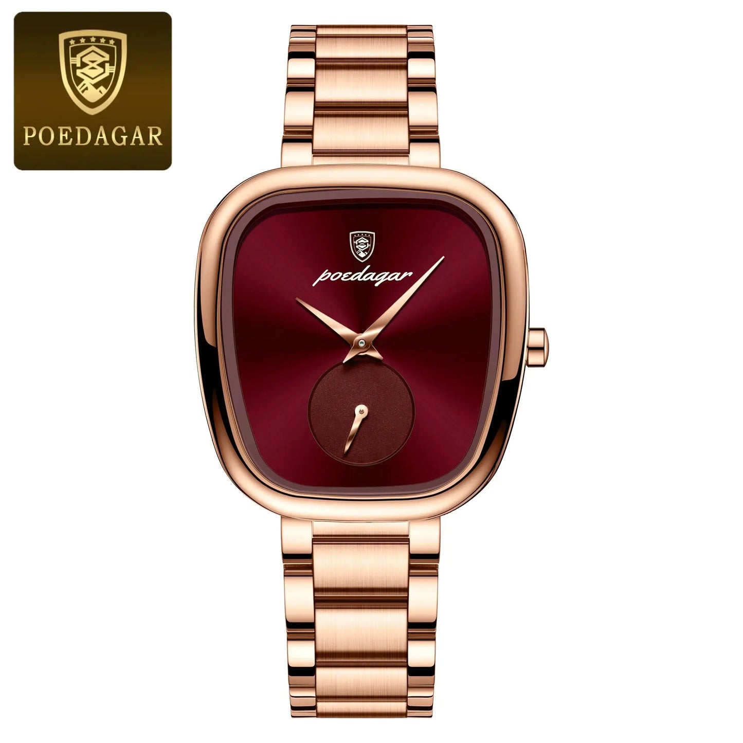 Fashionable quartz timepiece for women by Alcom Distribution with rose gold band and red dial