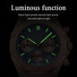 Alcom Distribution men's quartz chronograph watch with luminous green hands and markers and three subdials
