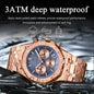 Alcom Distribution rose gold men's quartz chronograph watch with blue textured dial and 3ATM waterproof