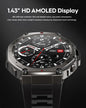 Alcom Distribution rugged metal watch with 1.43 inch HD face and waterproof AMOLED display smartwatch