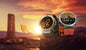 Alcom Distribution rugged dual smartwatches on rocky sunset showing route and time waterproof AMOLED display smartwatch