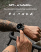 Alcom Distribution rugged GPS watch on cyclist wrist showing mapping interface waterproof AMOLED display smartwatch