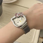 Alcom Distribution silver mesh band Hello Kitty face wristwatch with pink crystal bow hello kitty diamond watch