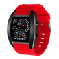 Alcom Distribution red silicone strap racing dashboard LED sports watch with gauge style digital display