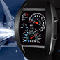 Alcom Distribution black racing dashboard LED sports watch with curved rectangular face strap speedometer gauges illuminated