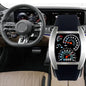 Alcom Distribution racing dashboard LED sports watch displayed in a luxury car interior showing gauge style LED face and strap