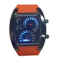 Alcom Distribution racing dashboard LED sports watch with orange strap and blue gauge style LED display
