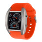 Alcom Distribution orange silicone strap racing dashboard LED sports watch with steel case and gauge style display