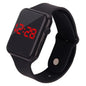 Alcom Distribution simple fashion digital watch black silicone band with red LED display rectangular face
