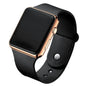 Alcom Distribution rose gold square case smartwatch with black silicone band simple fashion digital watch