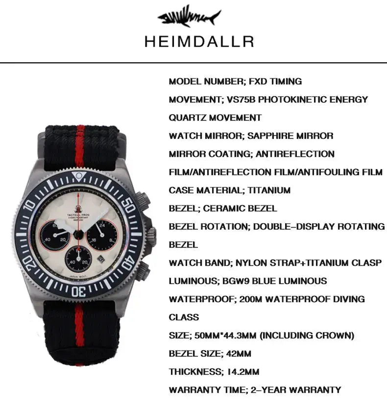 Titanium diving watch by Heimdallr with luminous features and ceramic bezel for underwater adventures