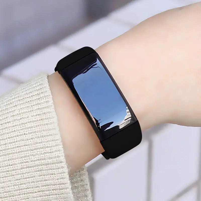 Alcom Distribution black tech-savvy fitness wearable watch on wrist with sleek design