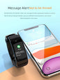 Alcom Distribution tech-savvy fitness wearable showing message alert on black fitness watch screen next to smartphone