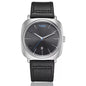 Minimalist men's leather watch with black dial and silver case by Alcom Distribution