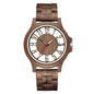 Alcom Distribution unisex wooden watch with brown wood finish and open dial design