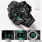 Alcom Distribution waterproof chronograph sports watch with digital display and rugged black design