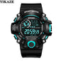 Alcom Distribution waterproof chronograph sports watch with digital display and black blue design