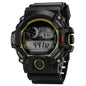 Alcom Distribution waterproof chronograph sports watch with digital display and black rugged design
