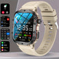 Alcom Distribution waterproof fitness smartwatch with beige strap and multiple health tracking features