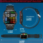 Alcom Distribution waterproof fitness smartwatch with black band showing multiple health metrics on display