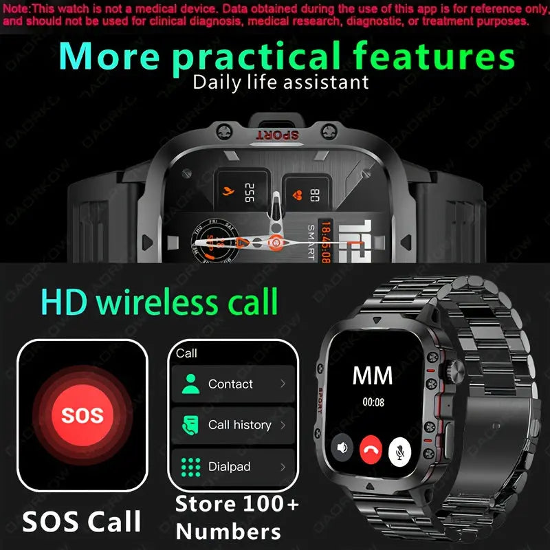 Waterproof fitness smartwatch by Alcom Distribution with HD wireless call, SOS call, and contact storage features