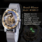 Mechanical fashion watch for men with stainless steel band and skeleton dial design
