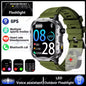 Alcom fitness tracker smart watch for men with GPS, heart rate, blood pressure, and outdoor flashlight