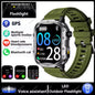 Fitness tracker smart watch for men with GPS, heart rate monitor, multiple sports modes, and outdoor flashlight