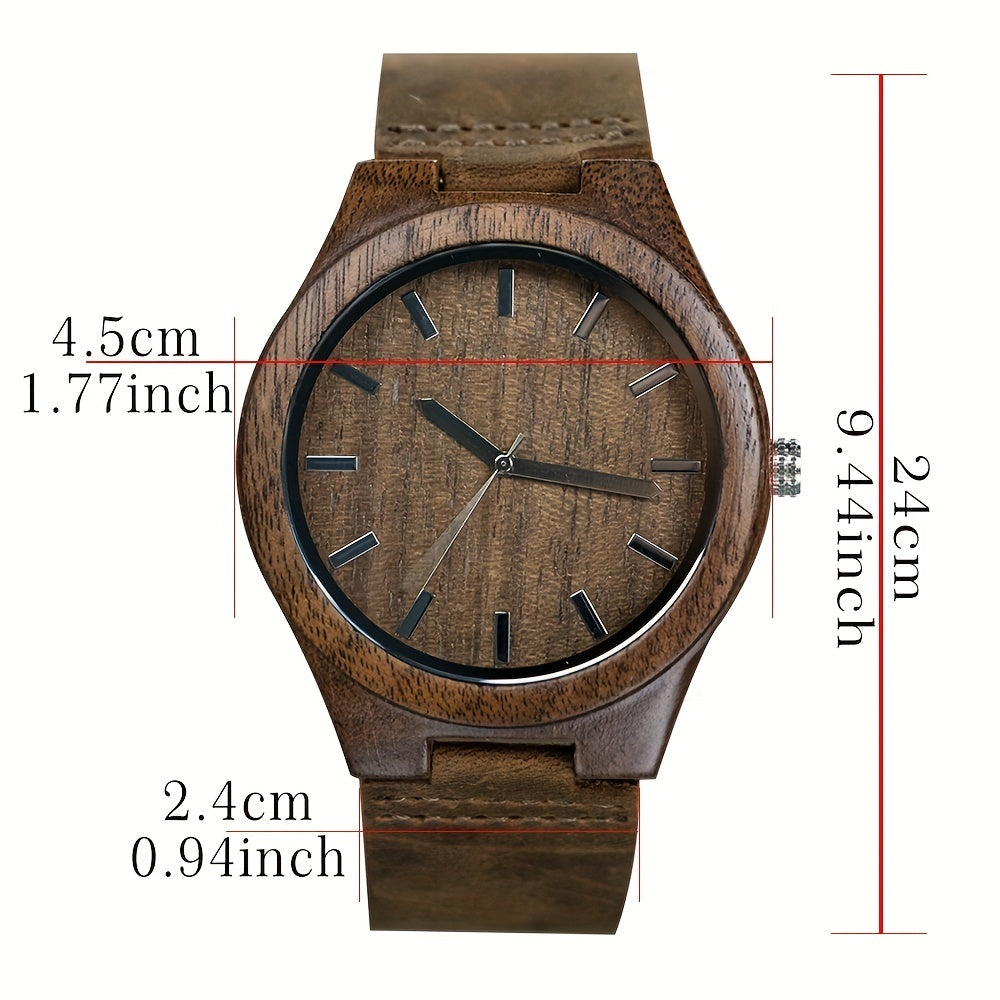 Natural Walnut Wood Men's Belt Wrist Watch: The Perfect Gift for Him