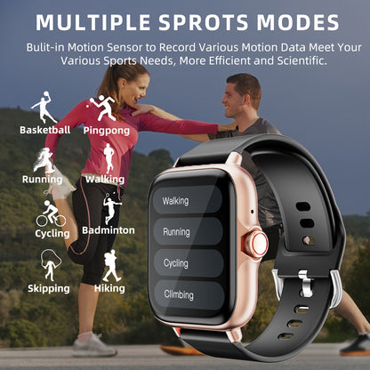 Waterproof Smart Watch 1.83'' Full Touch Screen Display USB Charging for iPhone Android with Sports Pedometer Sleep Monitoring Information Alerts