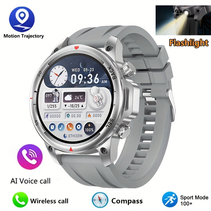 2024 High-Definition GPS Smart Watch for Men - LED Illuminated 360*360 HD Screen, AI Voice Assistant, Wireless Calling, NFC, Compass, Sport Fitness Tracker - Perfect Father's Day Gift or Stylish Accessory