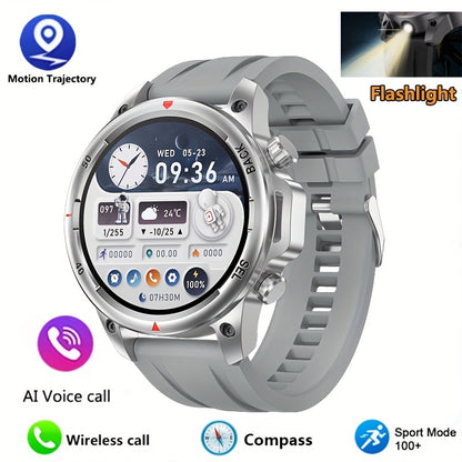 2024 High-Definition GPS Smart Watch for Men - LED Illuminated 360*360 HD Screen, AI Voice Assistant, Wireless Calling, NFC, Compass, Sport Fitness Tracker - Perfect Father's Day Gift or Stylish Accessory