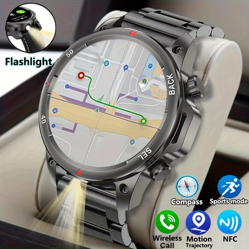 2024 High-Definition GPS Smart Watch for Men - LED Illuminated 360*360 HD Screen, AI Voice Assistant, Wireless Calling, NFC, Compass, Sport Fitness Tracker - Perfect Father's Day Gift or Stylish Accessory