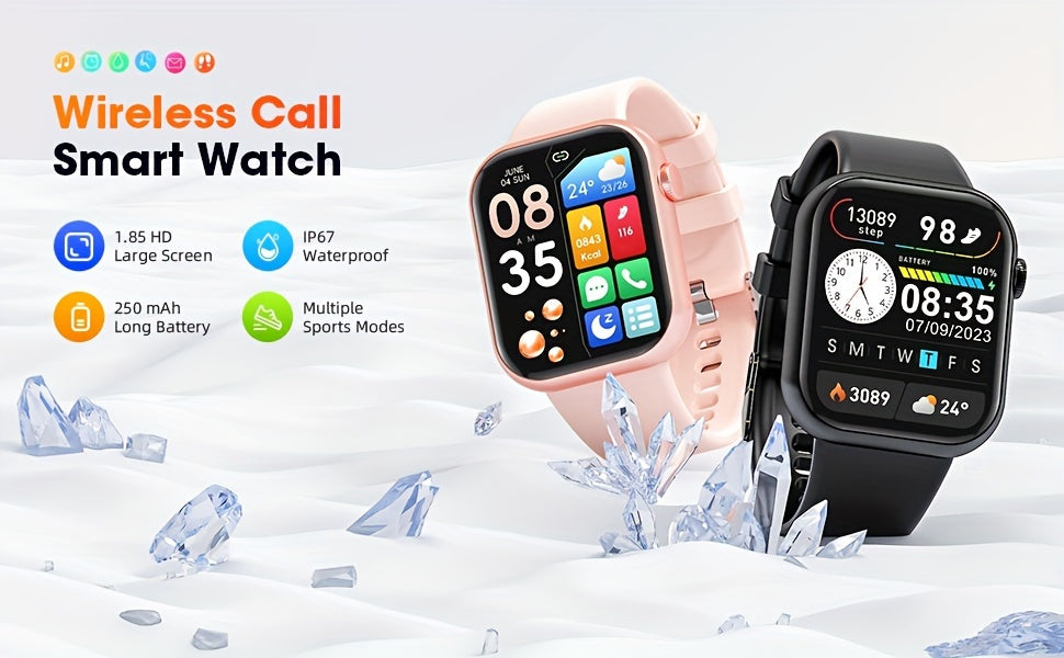 Advanced Smartwatch Pro - 1.85-inch HD Display, Wireless Calling, Multiple Sports Modes, 100+ Exercise Methods, Fitness Tracker, Heart Rate Monitor, and Sleep Quality Tracker