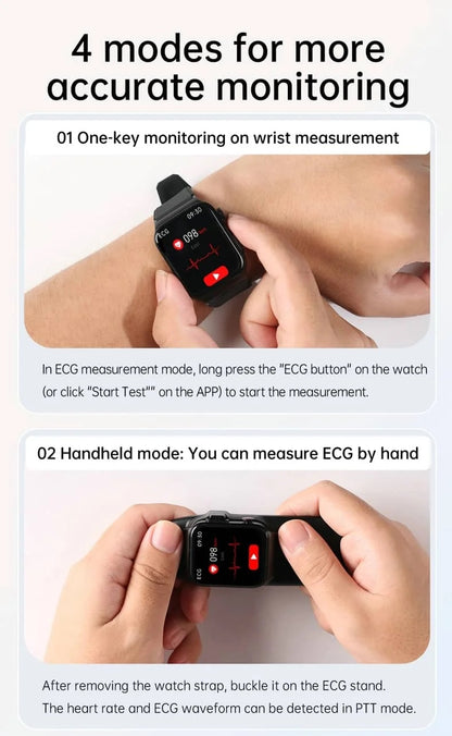 E500 Blood Glucose Smart Watch ECG+PPG Heart Rate Blood Pressure Health Watches IP68 Waterproof Smartwatch