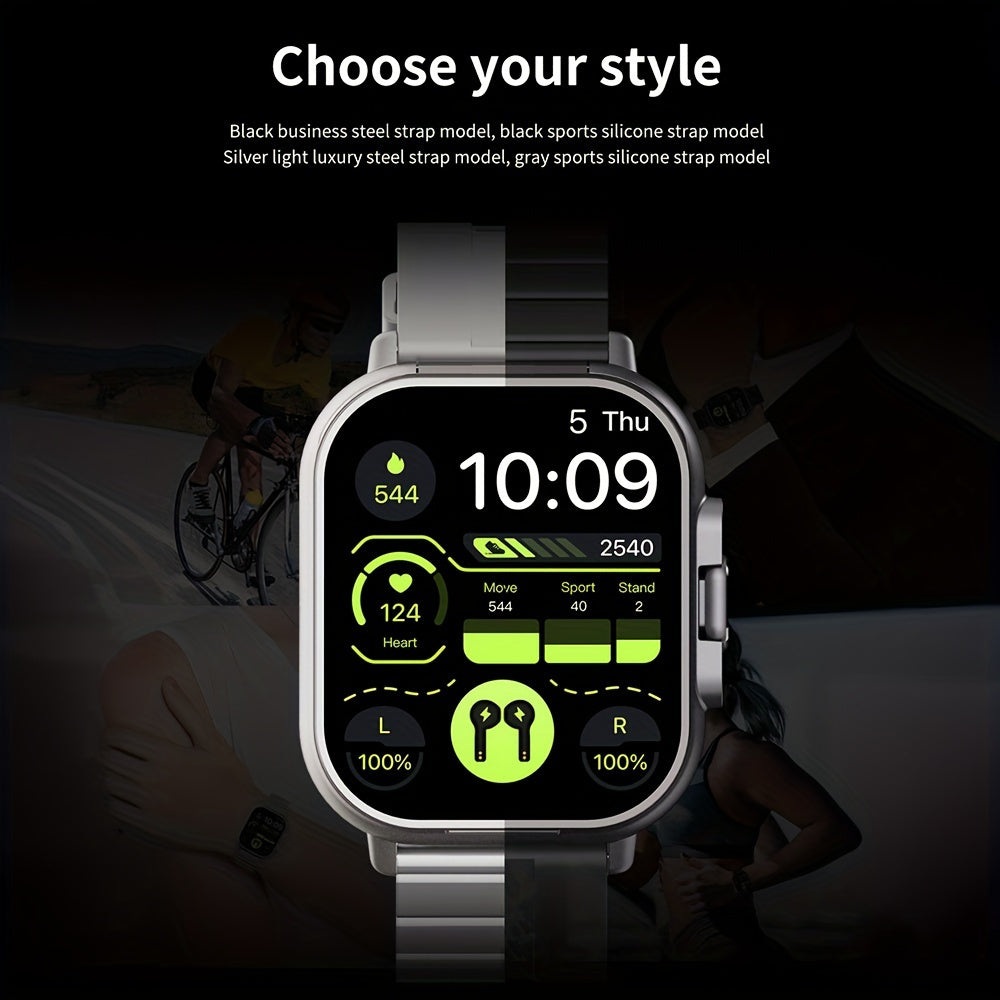 Display Smartwatch Plus - Wireless Calling, Multi Sports Modes, Sedentary Reminders, Music Player, Weather Forecast, Sports Pedometer for Android and iOS Devices, with Free Gift Earbuds