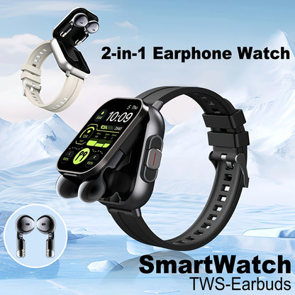 Display Smartwatch Plus - Wireless Calling, Multi Sports Modes, Sedentary Reminders, Music Player, Weather Forecast, Sports Pedometer for Android and iOS Devices, with Free Gift Earbuds